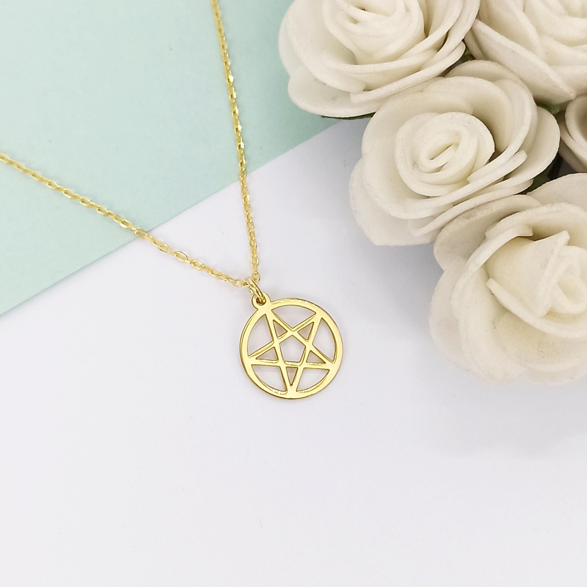 14k gold pentagram on sale necklace