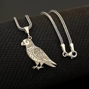 Sterling Silver Parrot Necklace: Tropical Bird Pendant, Animal Lover Gift