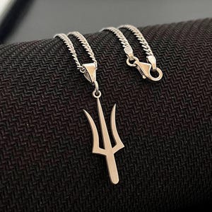 Poseidon Trident Pendant Necklace • 925 Sterling Silver • Greek God Poseidon Necklace • Greek Mythology Jewelry • Gift For Men