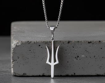 Poseidon Trident Necklace | Sterling Silver | Greek Mythology Jewelry | Gifts For Him