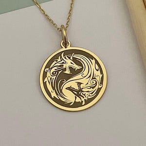 14k Gold Yin Yang Dragon Necklace: Personalized Chinese Pendant