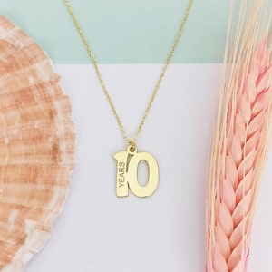Custom Number Year Necklace, Personalized 10th Wedding Anniversary Necklace, Number Necklace, Lucky Number Necklace, Anniversary Gifts