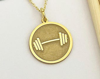 925 Sterling Silver Dumbbell Necklace: Personalized Fitness Jewelry