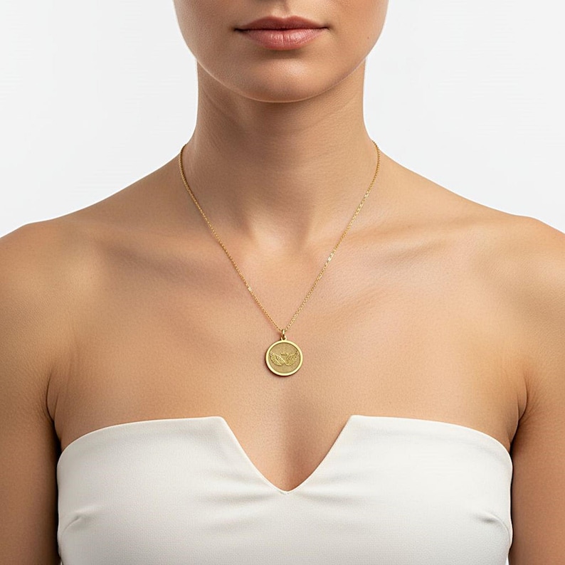 925 Sterling Silver Angel Wing Necklace: Personalized Pendant 画像 2