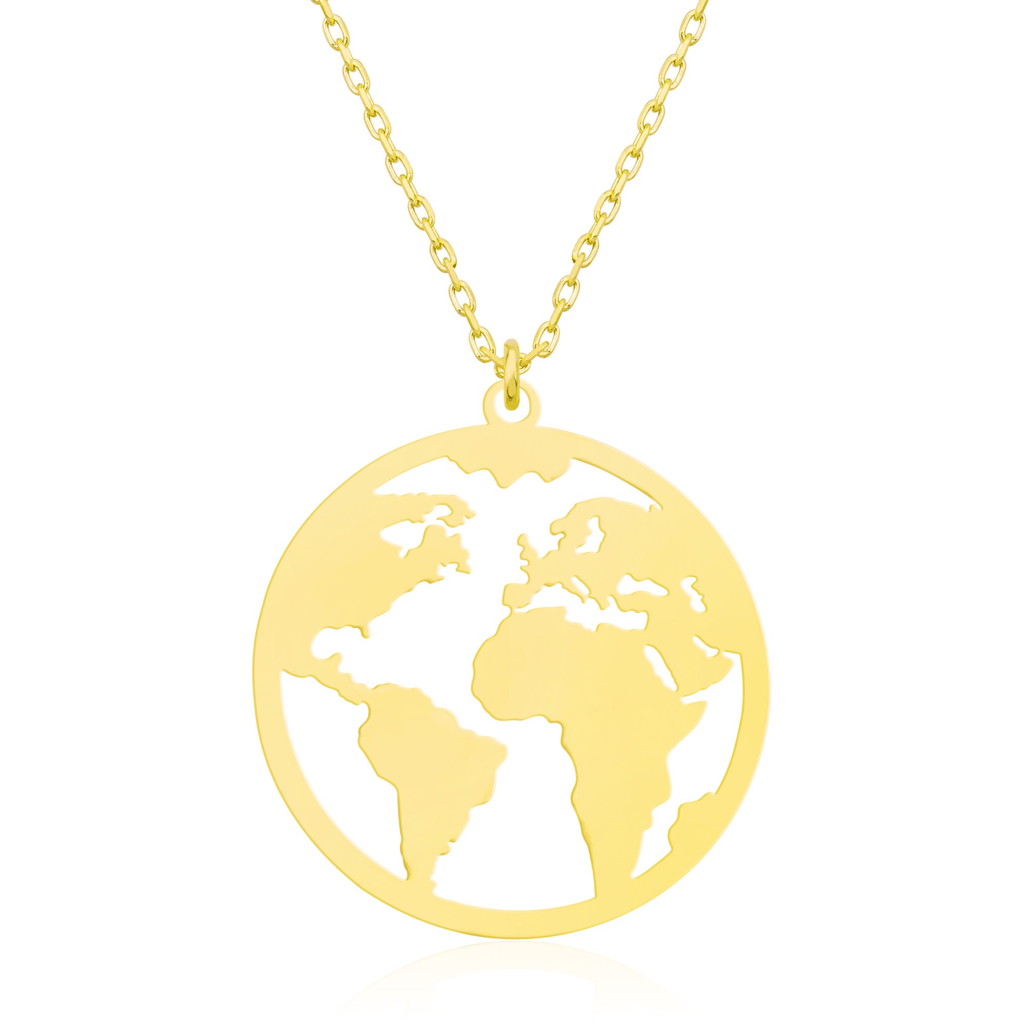 World Map Necklace Globe Necklace Earth Necklace Gold World Etsy