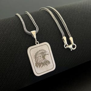 925 Silver Eagle Head Necklace, Sterling Silver Eagle Pendant, Bold American Symbol Jewelry For Men, Wildlife Jewelry Gift For Him