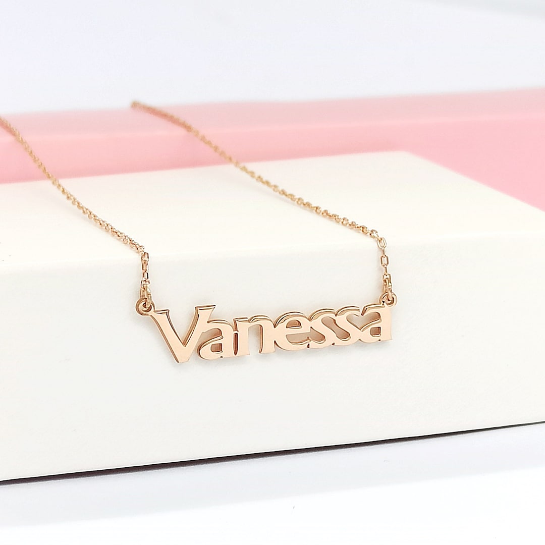 Custom Necklace Solid 24k Gold Name Necklace Customized Pendant