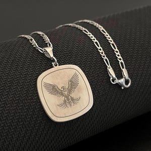 Mens Eagle Pendant Necklace, 925 Sterling Silver Wildlife Jewelry, Bold American Symbol Jewelry for Men, Animal Lover Gift