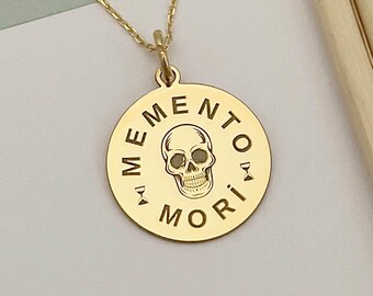 Memento Mori Necklace – 925 Sterling Silver Skull Pendant – Personalized Jewelry Gift