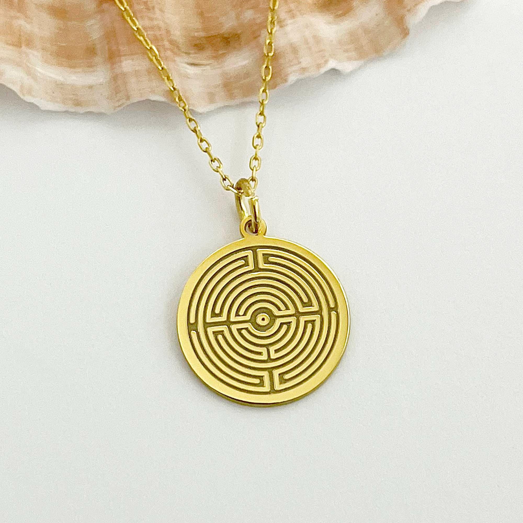 Labyrinth Charm 925 Sterling Silver Labyrinth Pendant Necklace: Personalized Maze Charm ...
