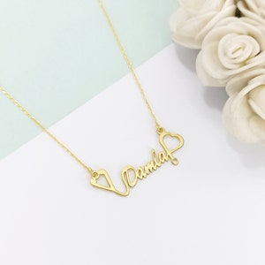 Custom Stethoscope Name Necklace: Sterling Silver Medical Jewelry