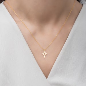 North Star Necklace 925 Silver, Pole Star Necklace, Celestial Necklace, Gold North Star Pendant, Silver North Star Jewelry, Gift For Women