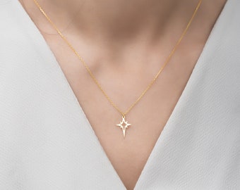 North Star Necklace, Pole Star Necklace, Celestial Necklace, Gold North Star Pendant, Silver North Star Jewelry, Gift For Women