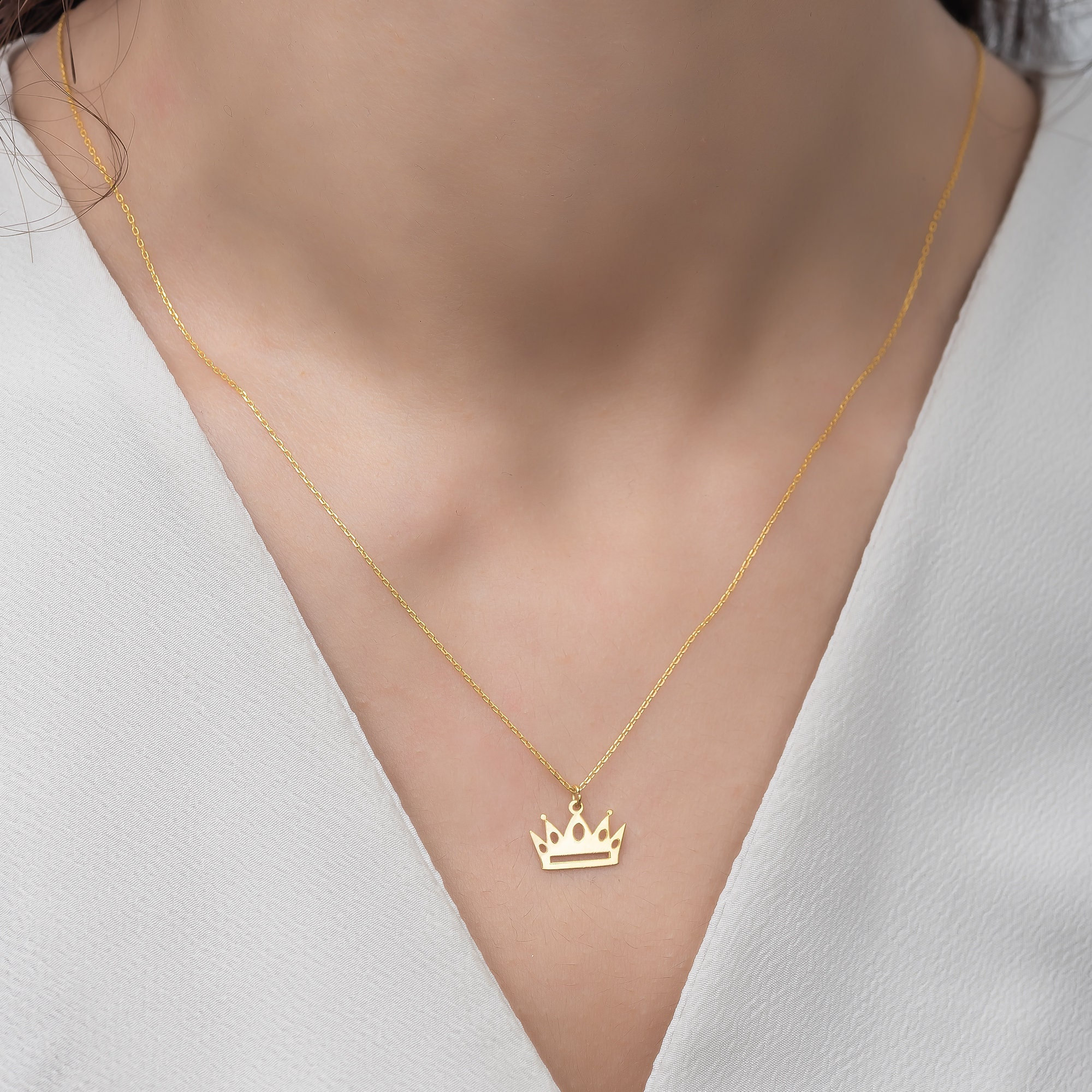 Crown Necklace, Silver Crown Necklace, Gold Crown Pendant, Royal 