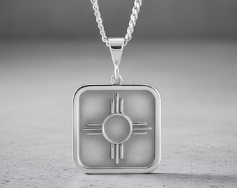 Zia Sun Pendant Necklace | Sterling Silver | Southwest Pueblo Symbol Jewelry | New Mexico Gifts