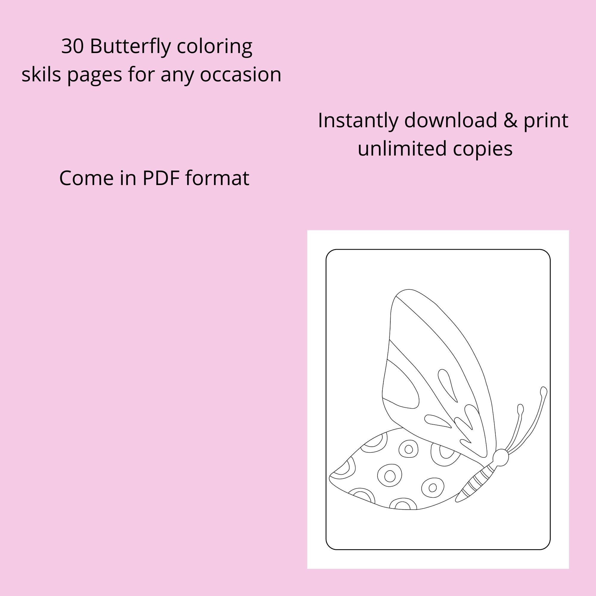 30 Butterfly Coloring Pages for Kids Natureinspired Art Fun Etsy