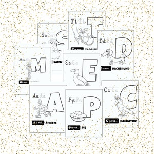 Animal Alphabet Art for Kids - 26 Coloring Sheets and Learning Fun - Instant Download