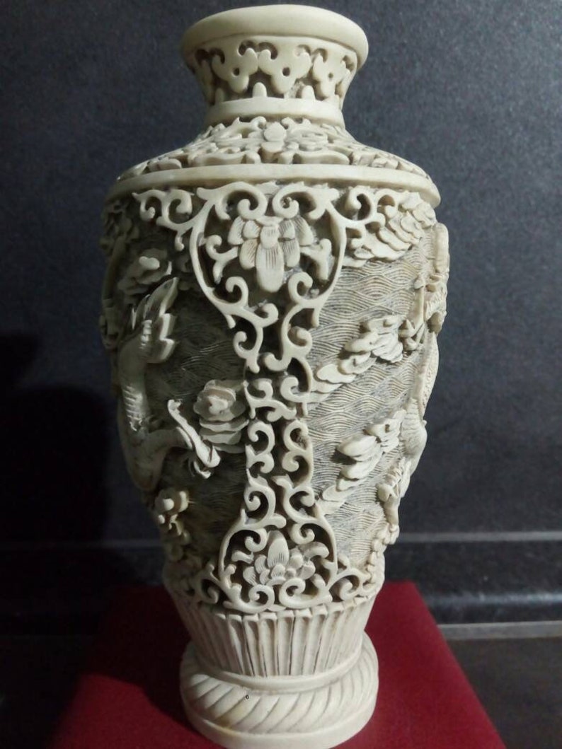 IVORY RESIN NORLEANS Carved Vase Quality Hand Made in Italy Etsy