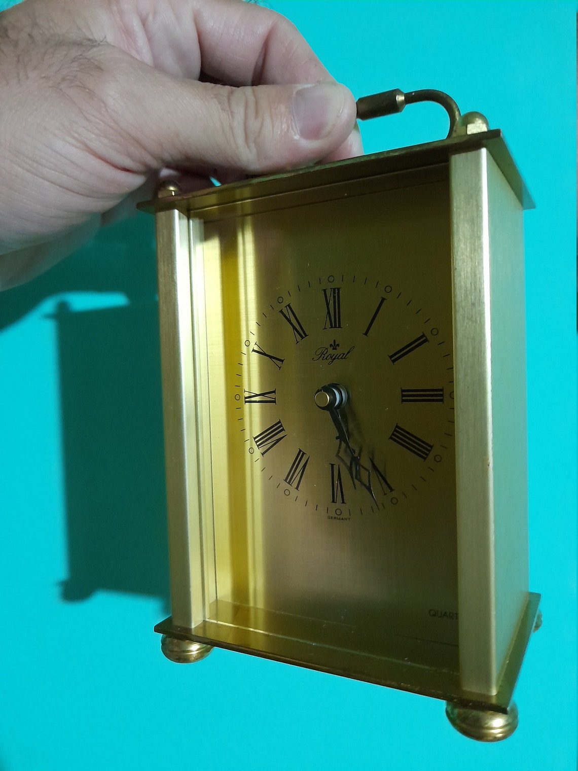 ROYAL QUARTZ BRASS Table ClockVintage Desk Clock Germany Made Etsy
