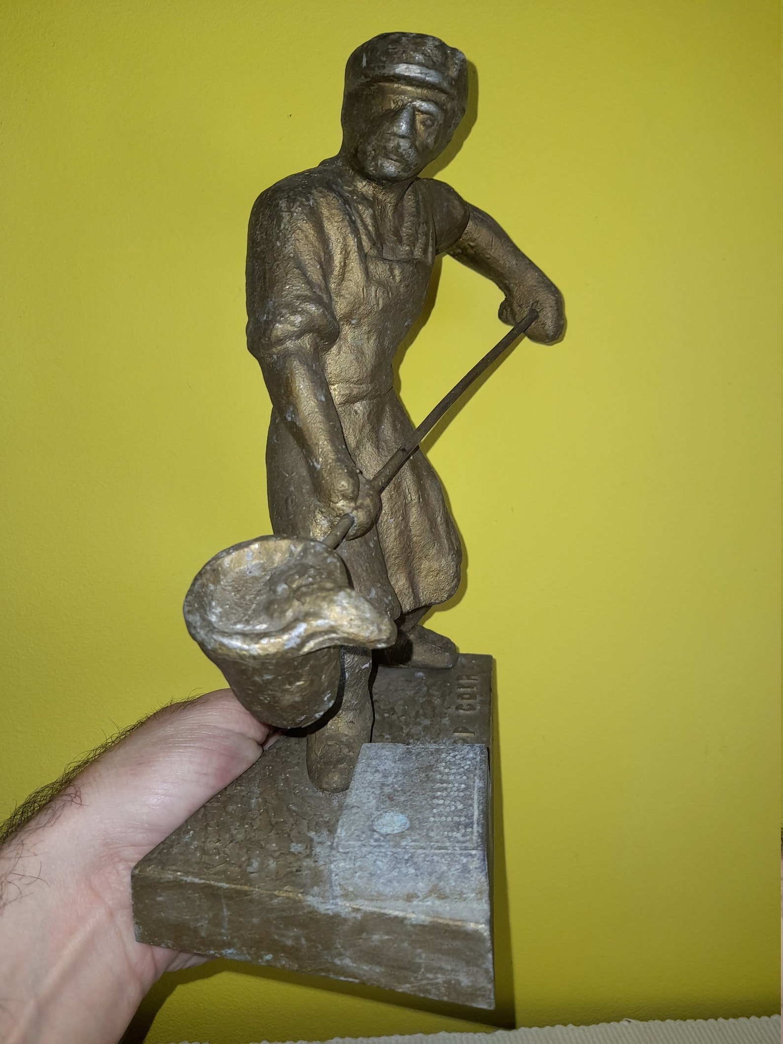 ANTIQUE FOUNDRY WORKER Cast Iron Large Statue Doorstop Caster Etsy