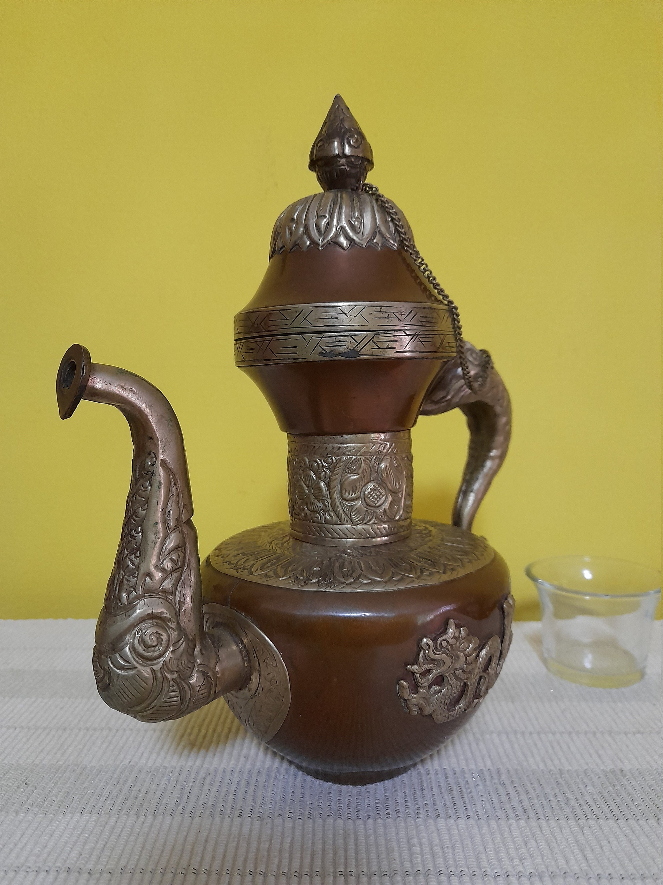 ANTIQUE TIBETAN TEAPOT Middle East Hand Made Ornate Asian Etsy
