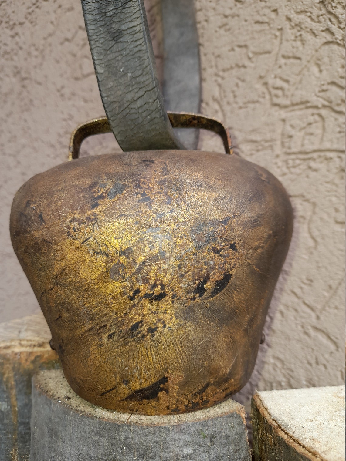 ANTIQUE COW LARGE Swiss Bell with Original Used Leather Belt Etsy