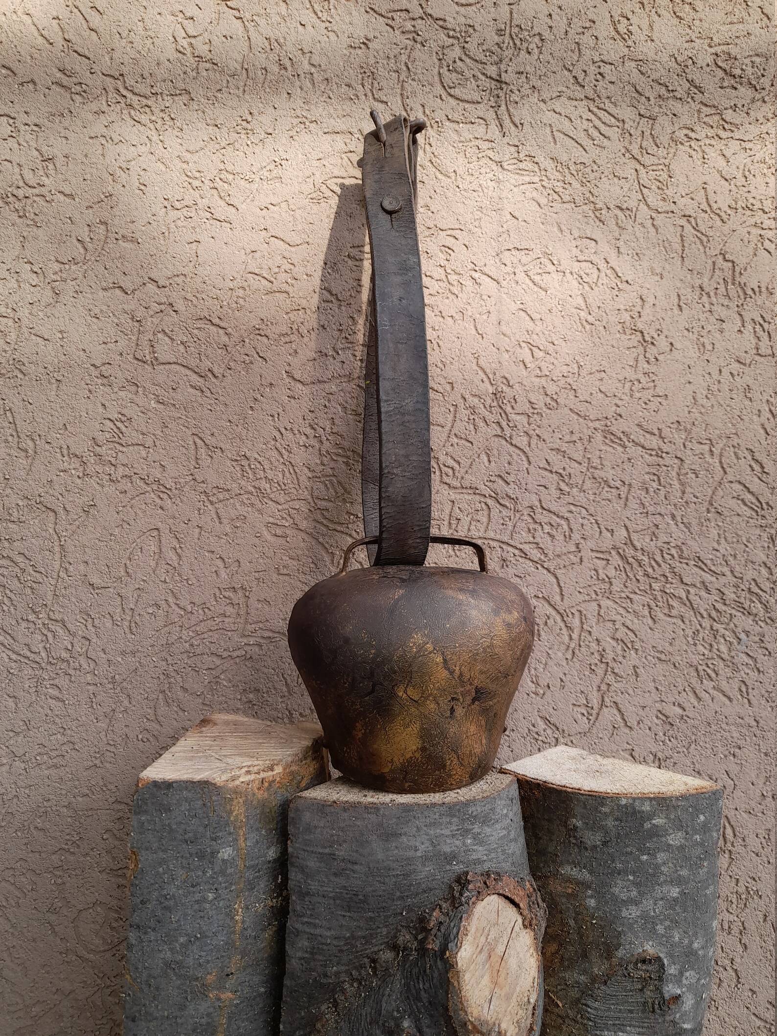 ANTIQUE COW LARGE Swiss Bell with Original Used Leather Belt | Etsy