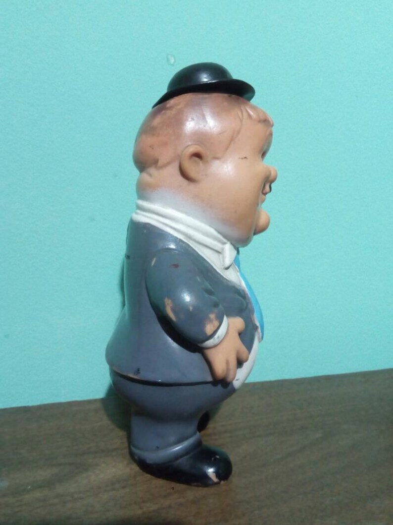 Very Rare Toy for Collectors! OLLIO 1962 HARMON HARDY Pictures Corp.Made in Italy Ledra Large Patina Rubber Toy with Plastic Hat