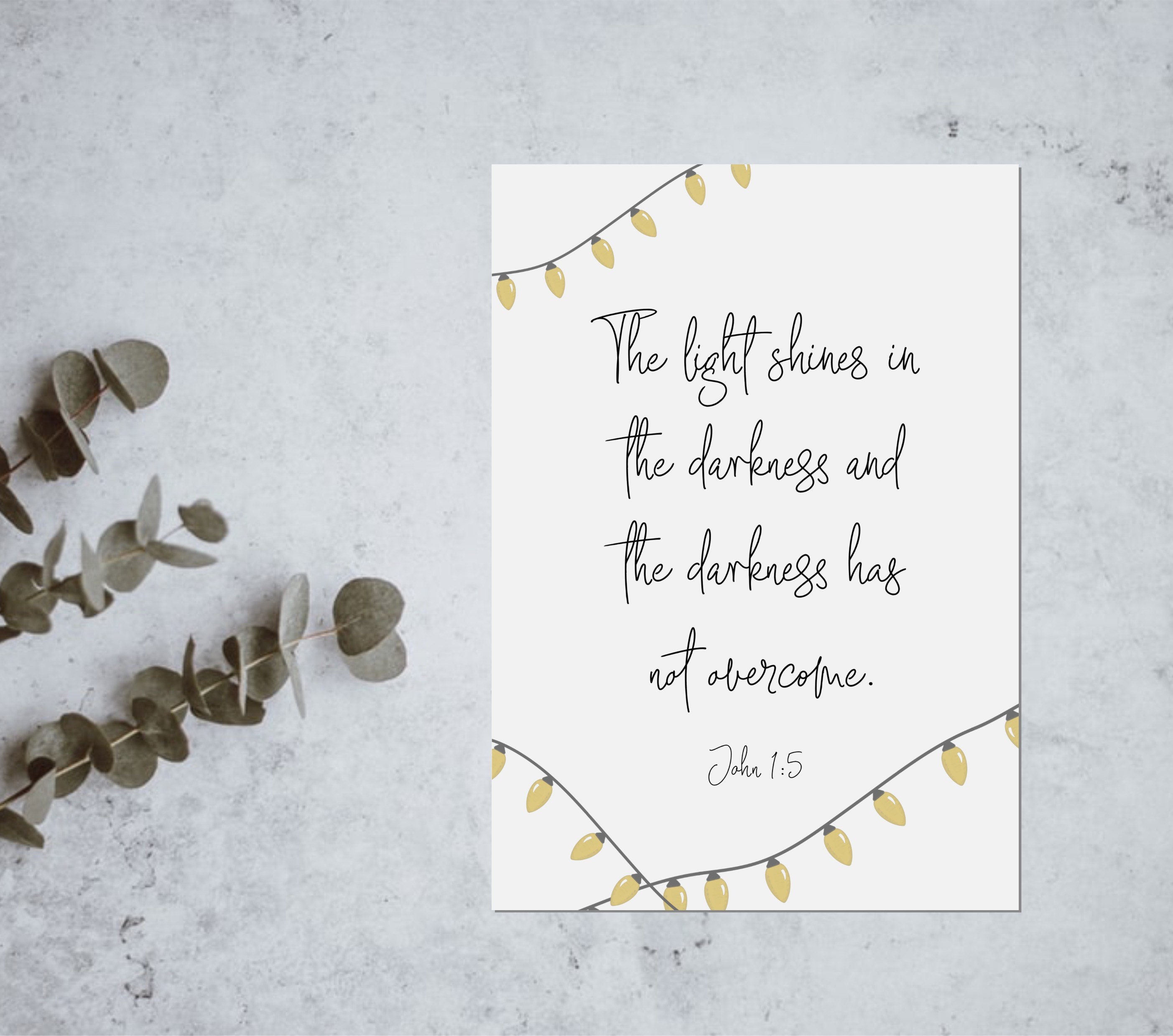 Bible verse print The light shines in the darkness and the Etsy