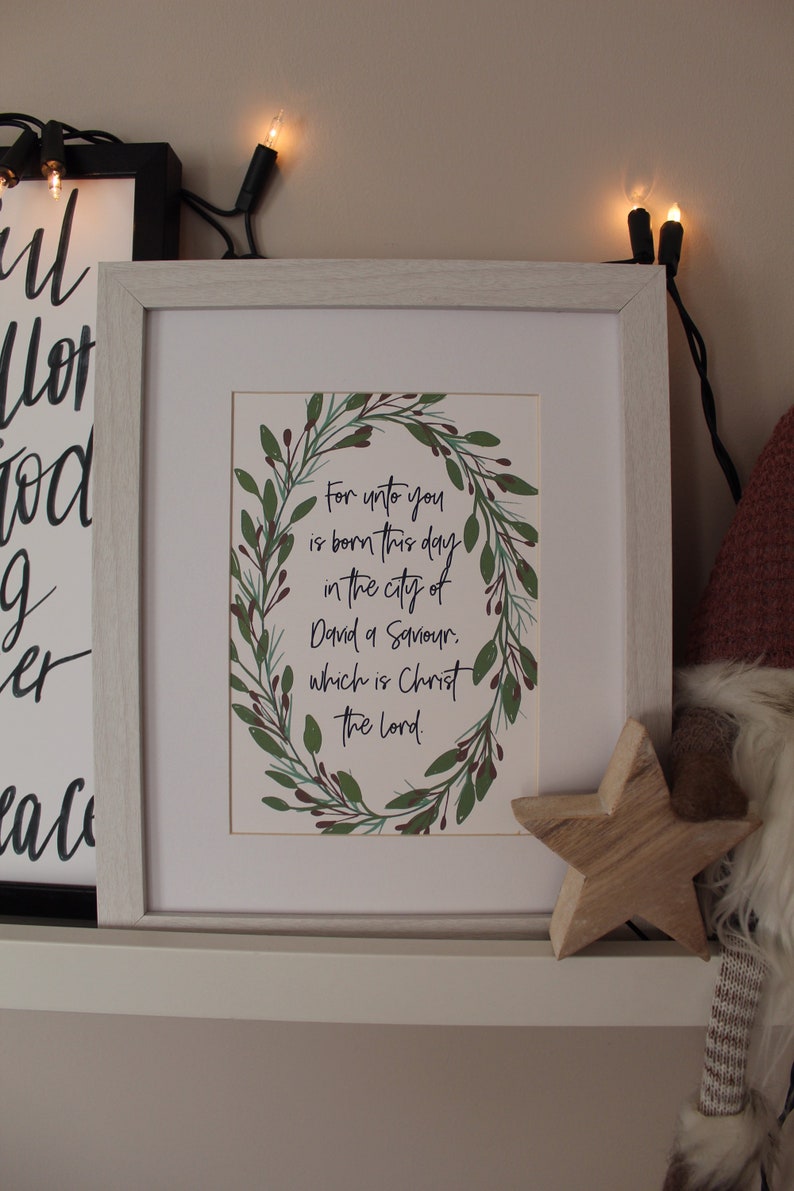 Christmas bible verse wreath print Etsy