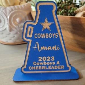 CHEER COACH PERSONALIZED Gift + Mini Coach Plaques + Cheerleader Coach Gift + Megaphone Display + Senior Cheerleader + End of Year Banquet