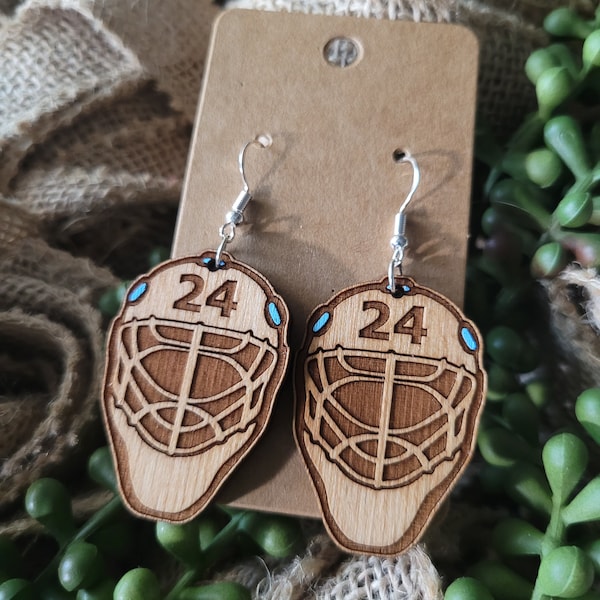 HOCKEY MOM EARRINGS + Hockey Gift + Hockey Earrings + Personalized gift + Hockey Goalie Mask