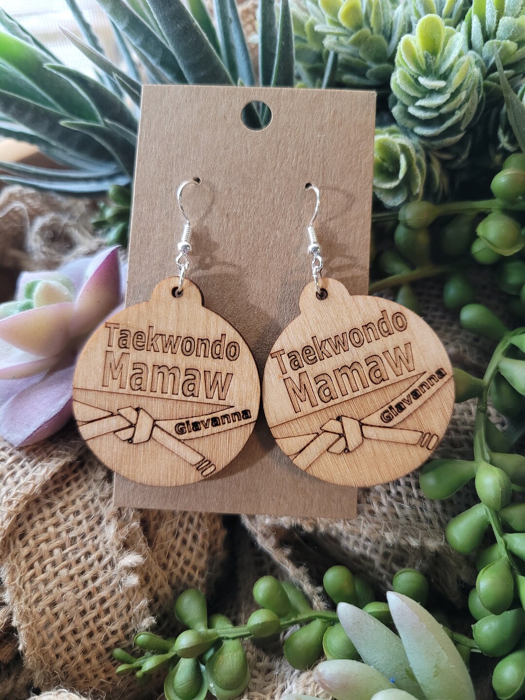 MARTIAL ARTS Mom Earrings Personalized Gift Taekwondo Grandma Karate