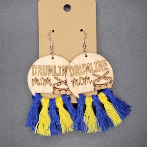 DRUMLINE EARRINGS + Band Mom + Percussion + Personalized gift + Drumline + Fringe + Game Day Outfit + Competition + Bass Snare Quint