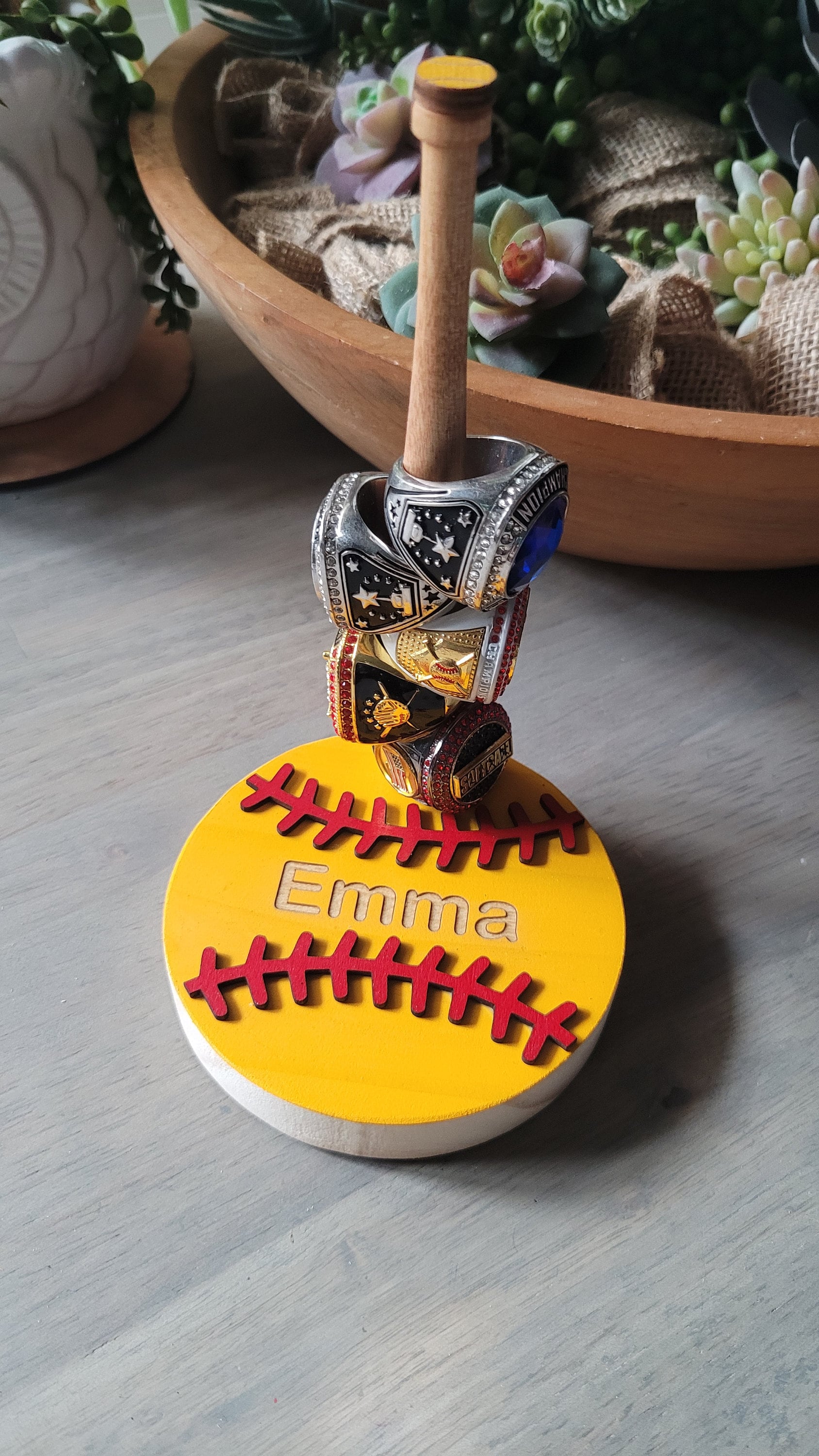 BASEBALL or SOFTBALL RING Holder + Tournament Ring Display + Championship Ring Rack + Customized Gift + Ring Stand