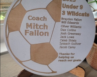 SOCCER COACH PERSONALIZED Plaque + Football + End of the Year Gift + Thank you gift +  Banquet + Senior Night + Season + Futbol