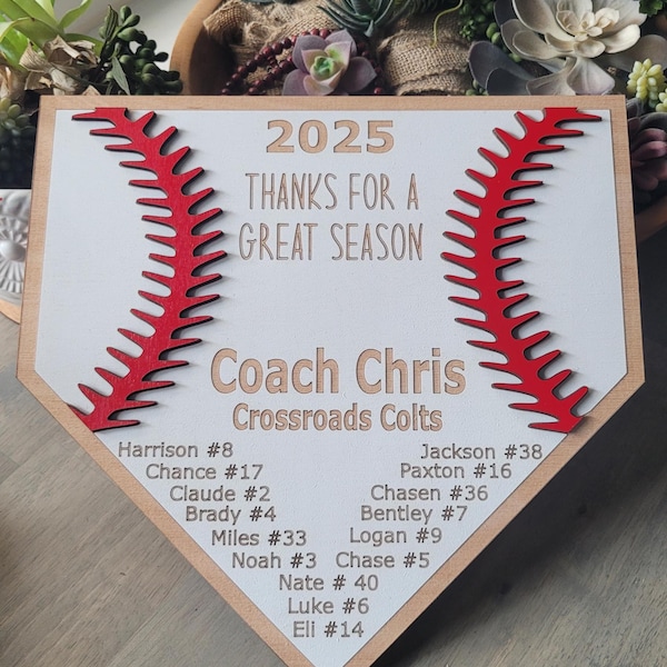 Softball or Baseball Coach Plaque Personalized End of Season Gift Team Mom Thank you