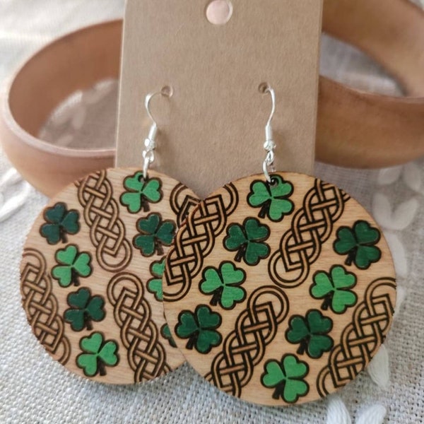 ST. PATRICK'S DAY  Earrings  + Irish Earrings  + Celtic Knot  + Shamrock Earrings