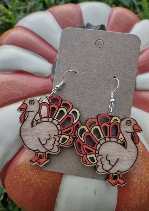 TURKEY EARRINGS Thanksgiving Earrings Fall Earrings Thanksgiving Jewelry Fall Jewelry Etsy