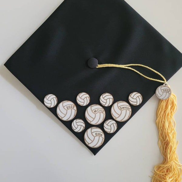 GRADUATION CAP DECORATIONS + Grad Cap Decor + High School Graduates + Tassel Charms + Volleyball + Baseball + Softball + College Athletes