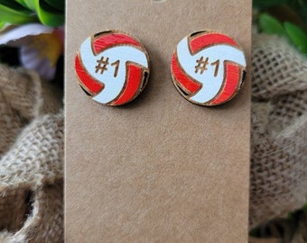 VOLLEYBALL EARRINGS + Volleyball Stud earrings + Volleyball Post earrings + Volleyball Mom + Volleyball Coach Gift + Personalized gift