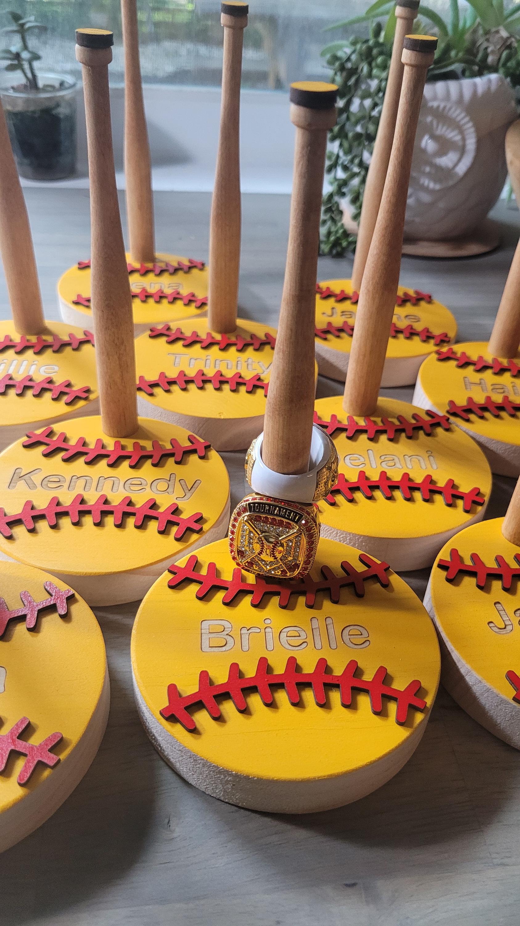 BASEBALL or SOFTBALL RING Holder + Tournament Ring Display + Championship Ring Rack + Customized Gift + Ring Stand