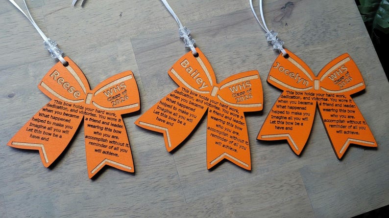 Personalized Cheerleader Homecoming Gift, Laser Engraved Ornament Nationals Senior End of Season image 12