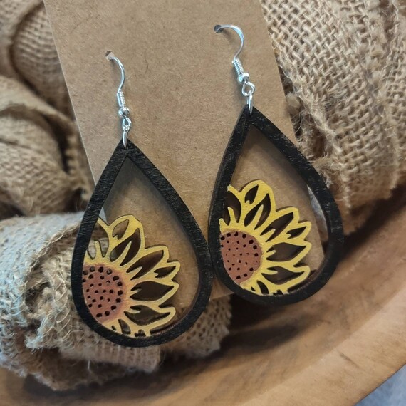 Etsy sunflower earrings sale