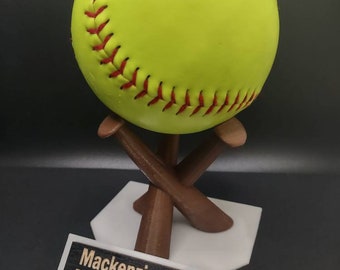 BASEBALL SOFTBALL STAND + Personalized Ball Holder + Game Ball Stand + First Home Run + Tournament Ball Display + Coach Gift + Baseball Mom