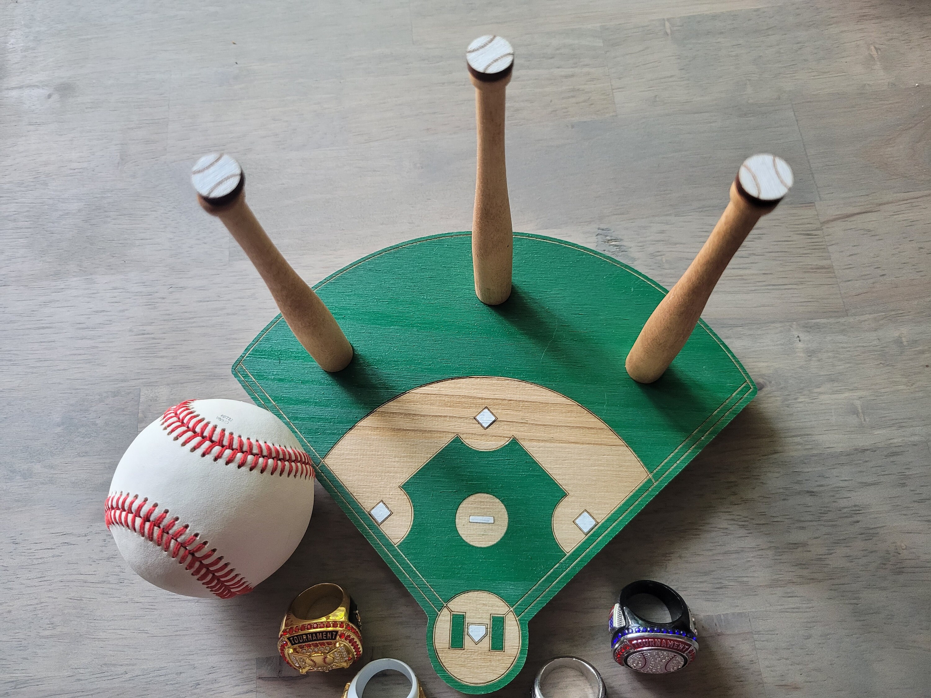 BASEBALL or SOFTBALL RING Holder + Tournament Ring Display + Championship Ring Rack + Customized Gift