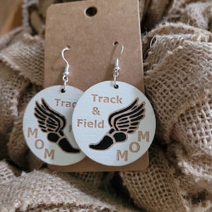 TRACK & FIELD MOM Earrings + Track and Field Coach Gift + Runner Gift + Track Grandma + Track Life