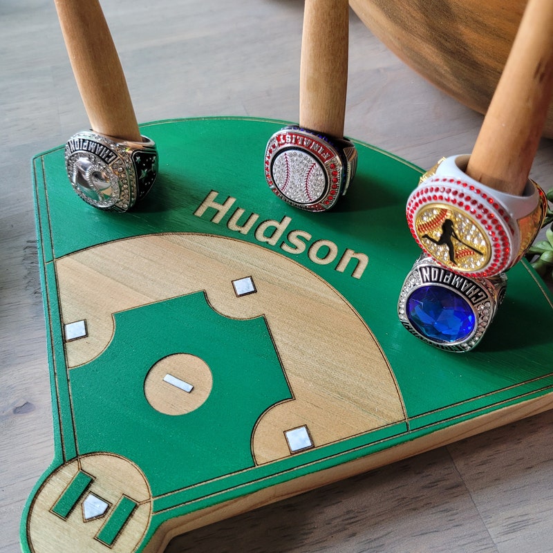 BASEBALL or SOFTBALL RING Holder + Tournament Ring Display + Championship Ring Rack + Customized Gift