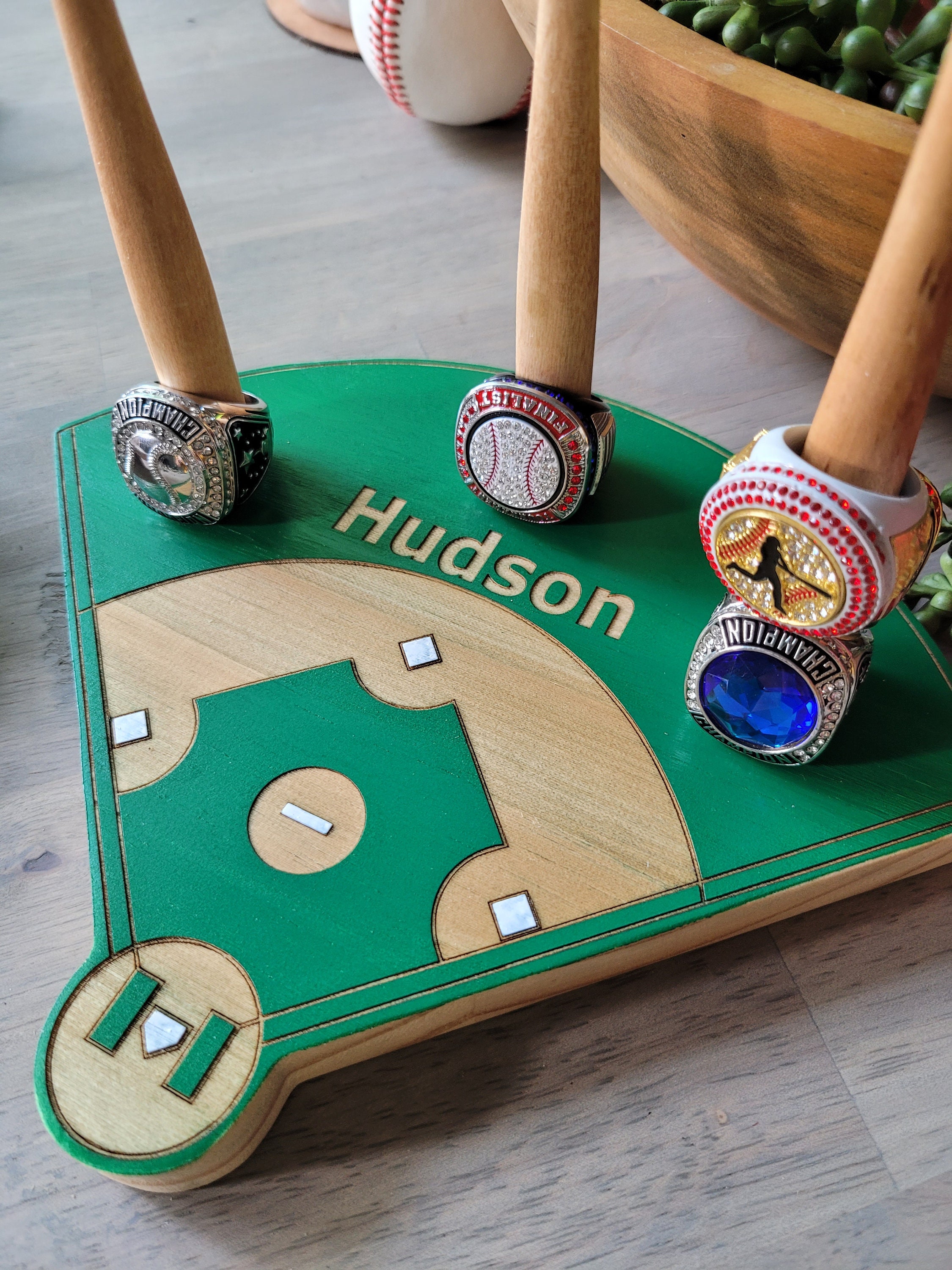 BASEBALL or SOFTBALL RING Holder + Tournament Ring Display + Championship Ring Rack + Customized Gift