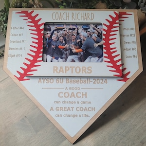 BASEBALL or SOFTBALL FRAME and Plaque- End of the Season Gift- Baseball Coach - Softball Coach Gift + Team Photo 5x7 inch Photo Home Plate